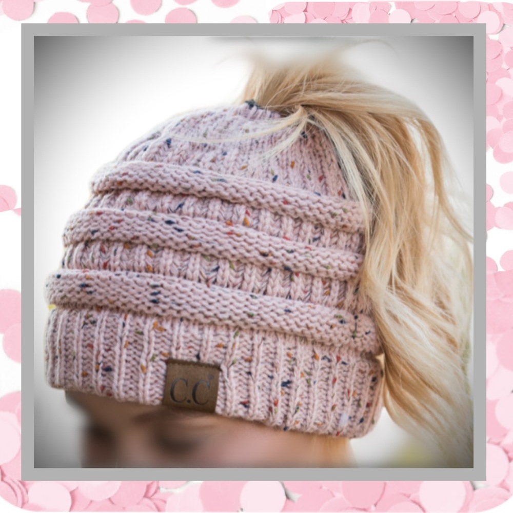 🆕Boutique Messy Bun Beanie Hat Cap Knitted - Picture 3 of 5